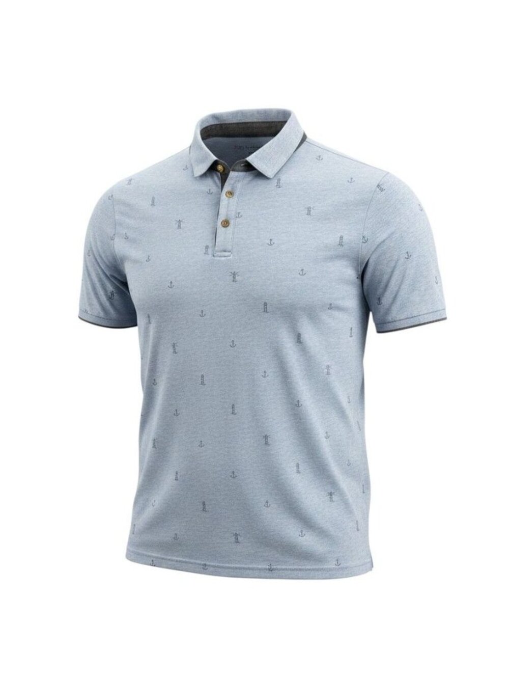 Le 31 Par Simons Mens Blue Nautical Print Polo Shirt Large